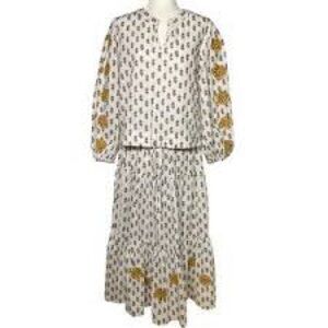 NWOT Solitaire 2-Piece Boho Embroidered Floral Maxi Skirt Set Size L